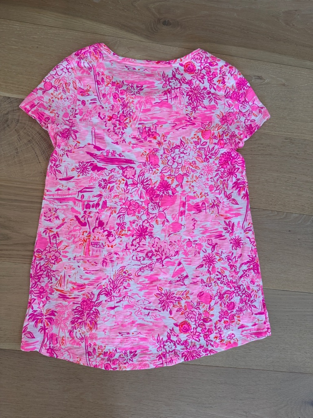 NWOT Lilly Pulitzer Etta Round Neck Pink Patterned Short Sleeve Women's T size S - Picture 9 of 12